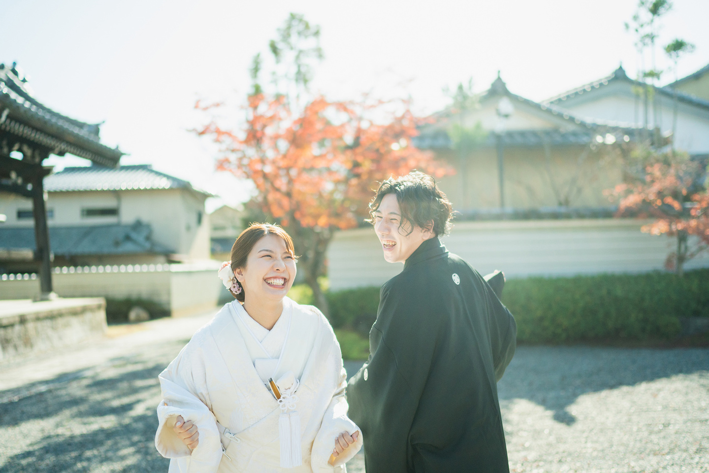 紅葉と新郎　大原野神社