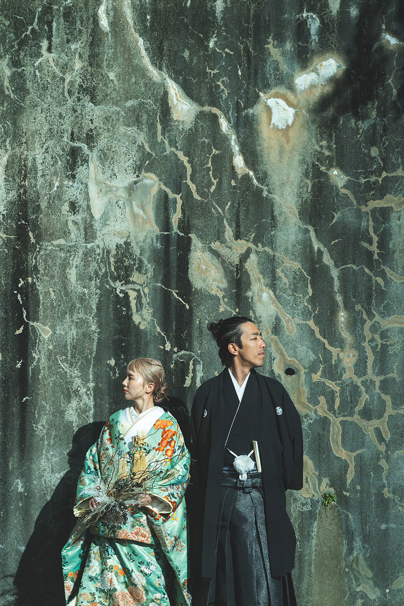 コンクリートの壁で撮影|京都和装前撮り