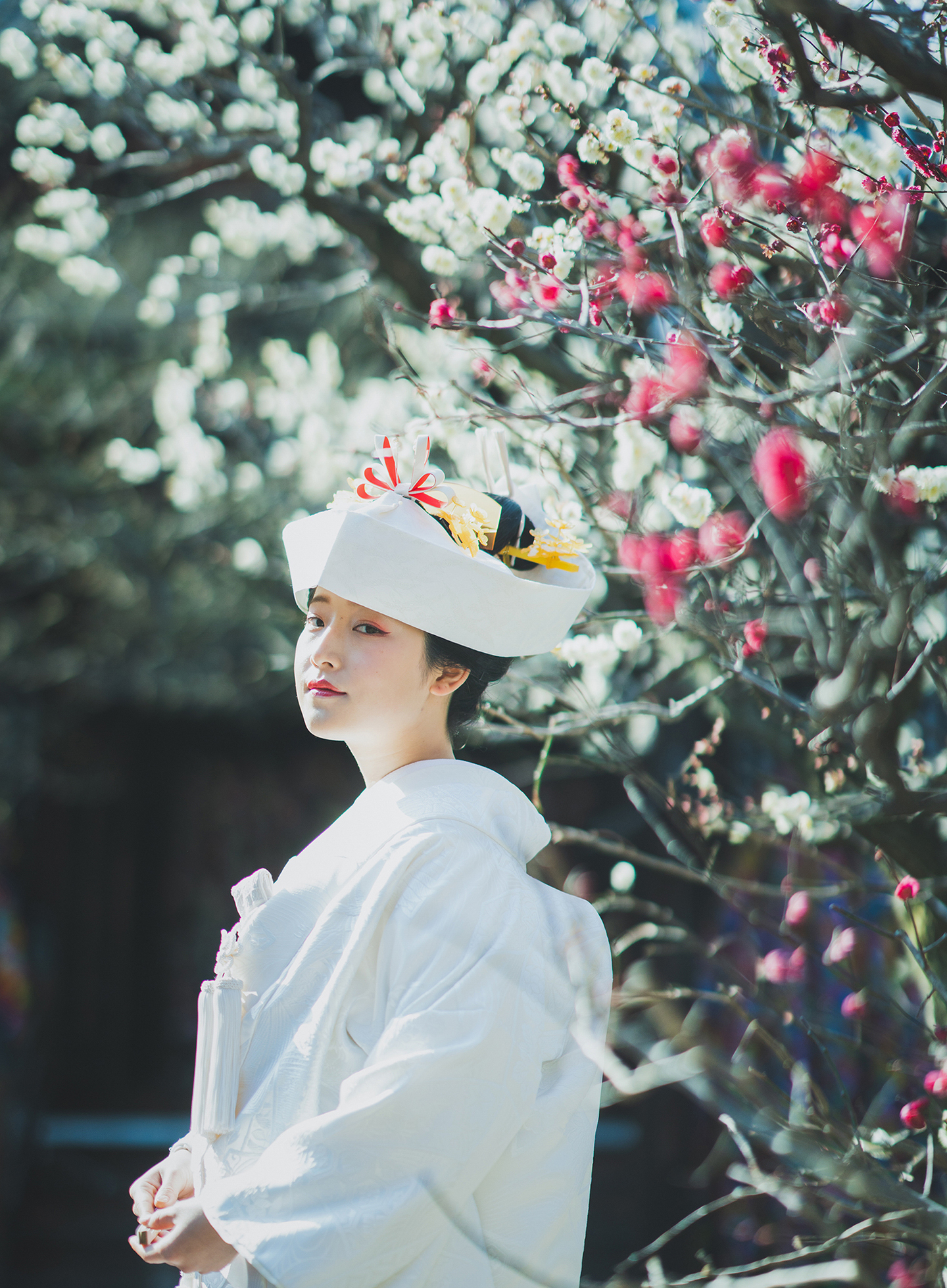 紅白の梅|角隠し花嫁